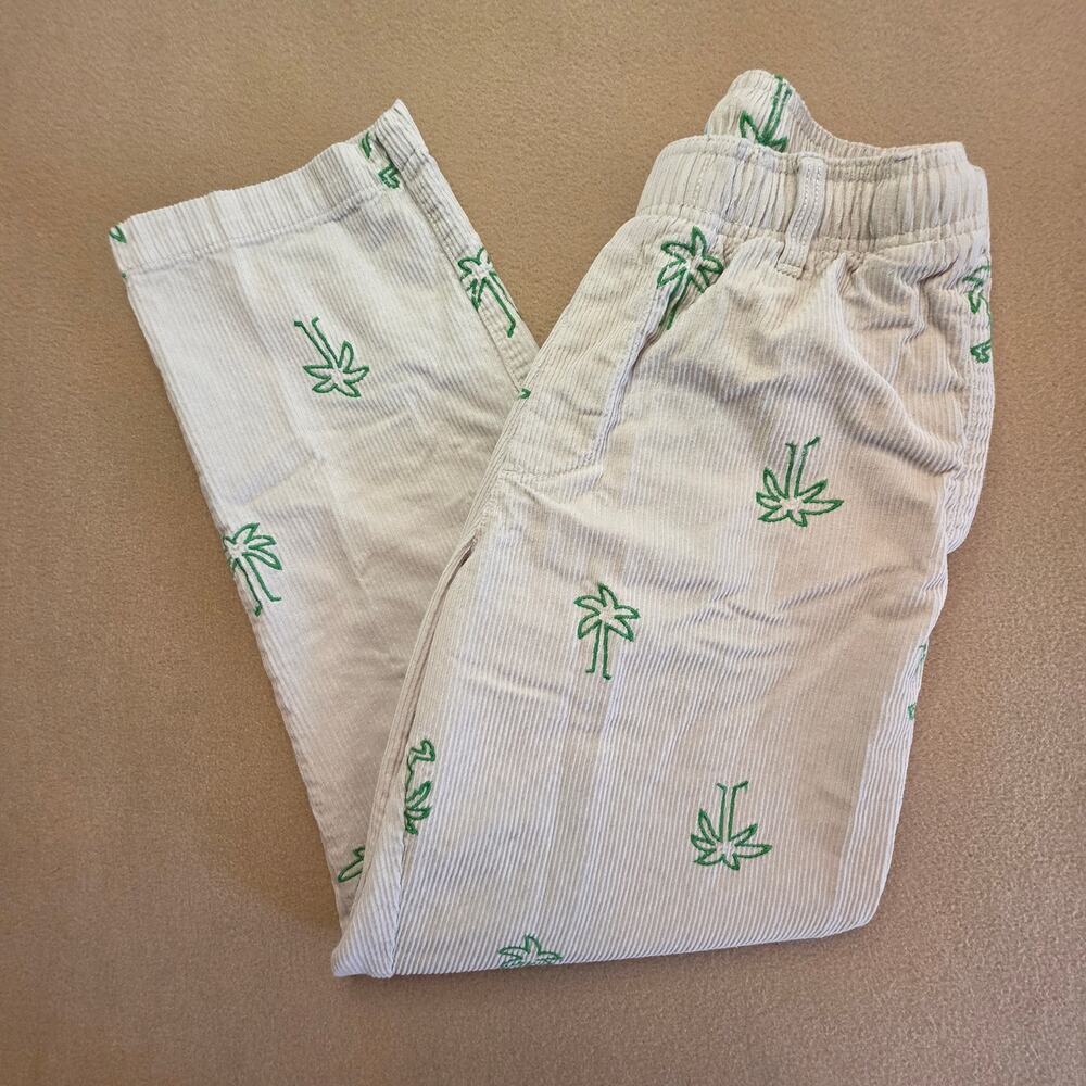 Urban Outfitters Palm Tree Corduroy Pants Beige/Cream Sz Small